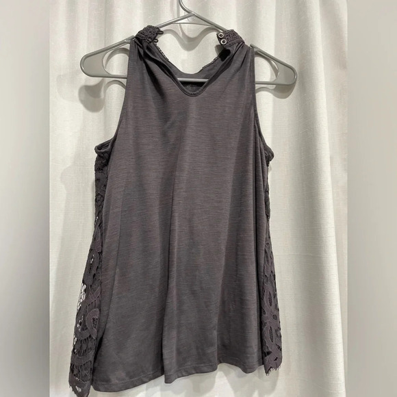 Rewind Grey Tank Crochet Mesh Front Size Small - Picture 3 of 5